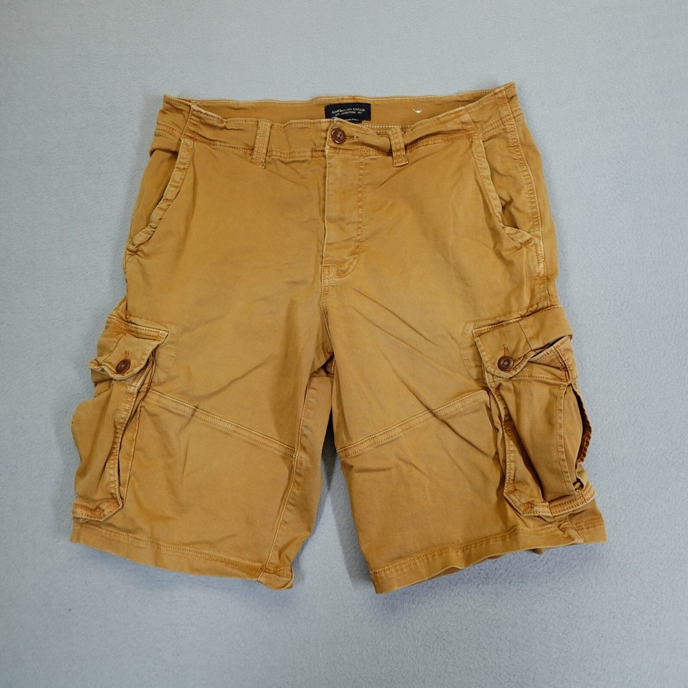 American Eagle Cargo Shorts Mens 36 Brown Extreme Flex Cotton Utility Casual